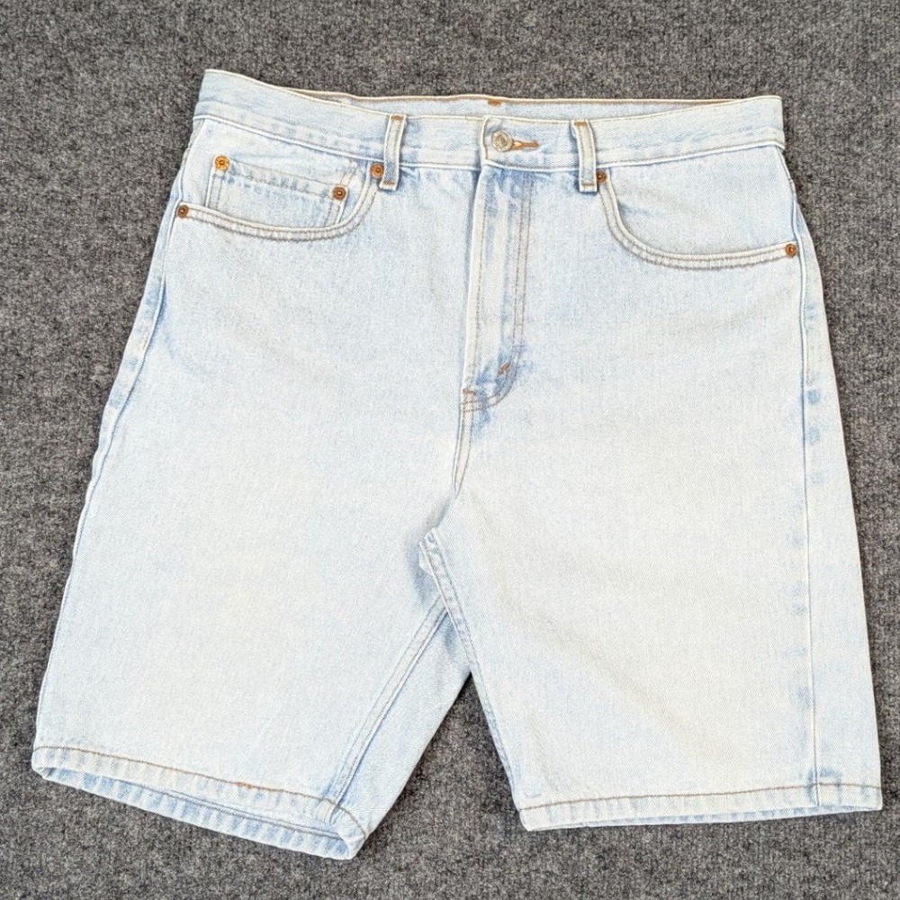 VTG Levis 505 Regular Fit Denim Shorts Mens W34 Light Wash Blue Cotton Jorts